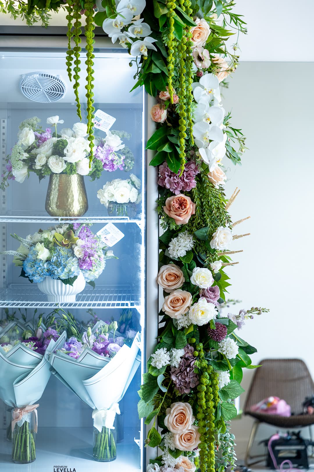 The flower wall by the studio door